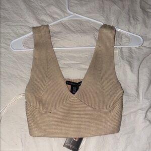 Sincerely Jules Beige Ribbed Crop Top